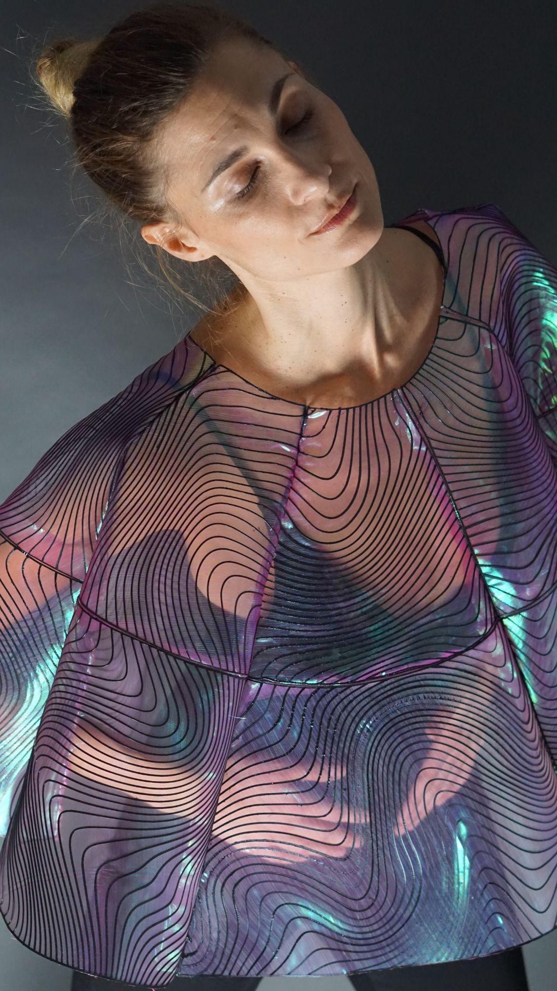 Shimoiré printed organza garment