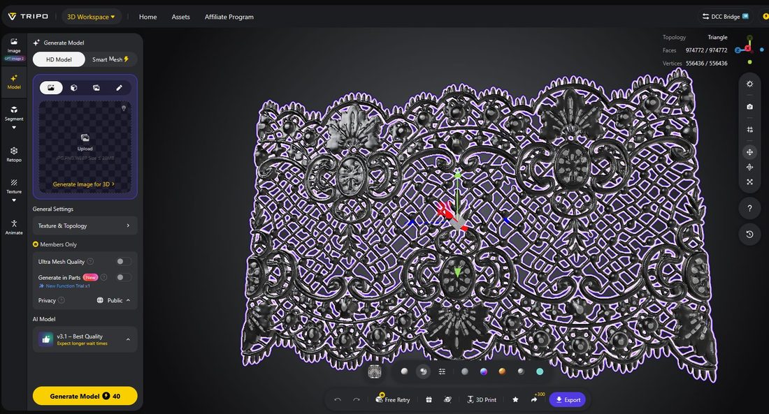 Slide listing AI tools for 3D modelling